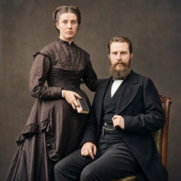 Thomas Millett "Gentleman" and his wife Maria Hayden Millett taken 20 Feb 1871 in County Tipperary on their wedding day at the Church of Ireland in Killenaule.